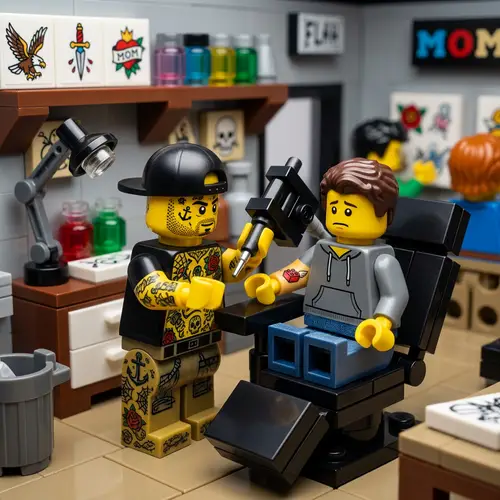 Lego Tattooed Figure: Unique Tattoo Art