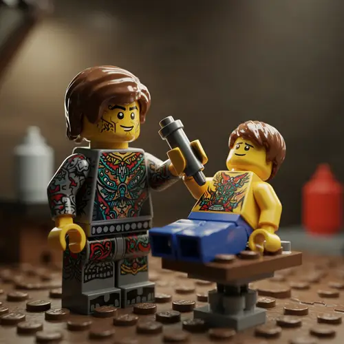 Lego Tattooed Figure: Unique Tattoo Art