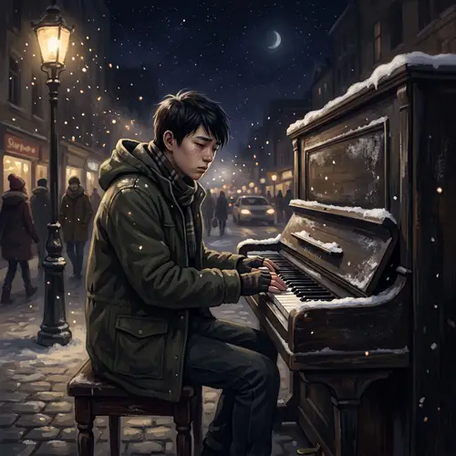 Asian Teen Making Life Decision under Starlit Sky