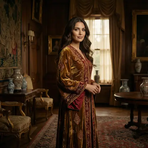 Elegant European-Persian Noblewoman in Regal Room