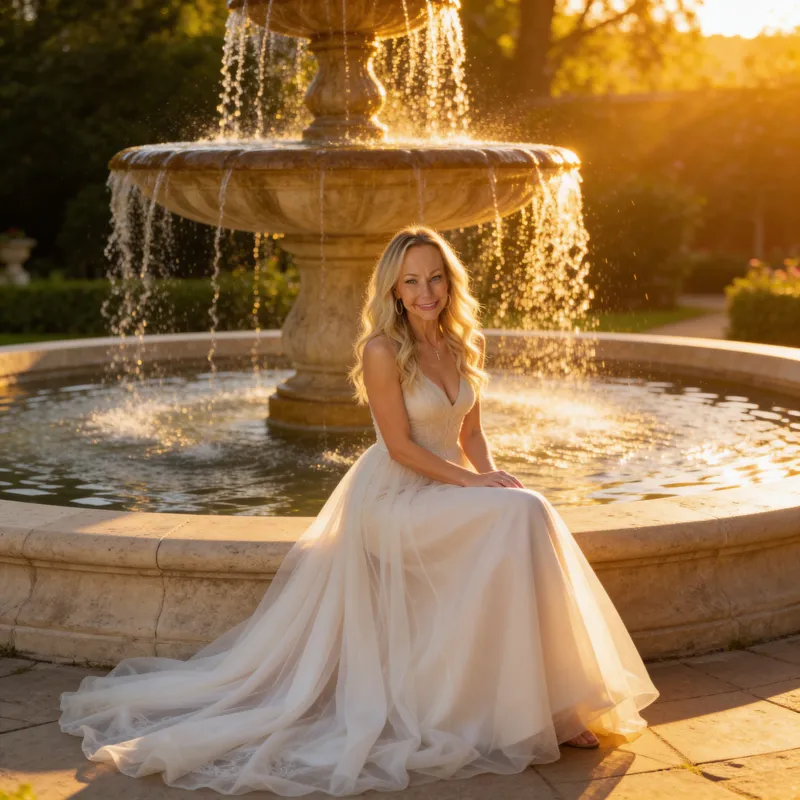 Ethereal Wedding Fountain Photography