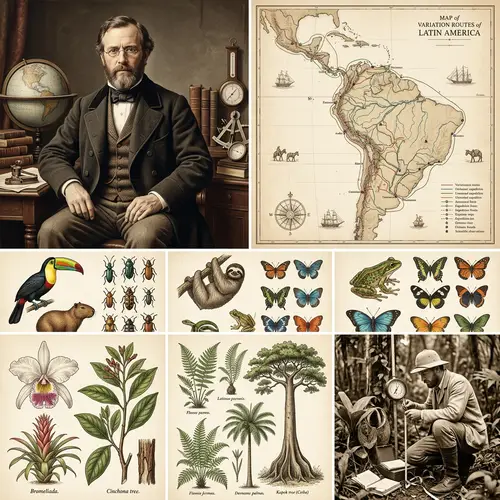 19th-Century Explorer Portraits & Expedition Routes in Latin America