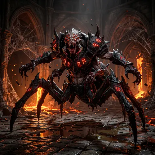 8K HD Render of Anthropomorphic Arachnid Demon in Video Game Style