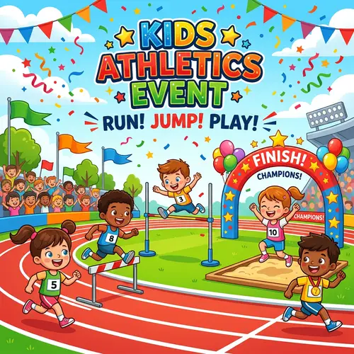 Vibrant Kids Athletics Event Banner Backdrop
