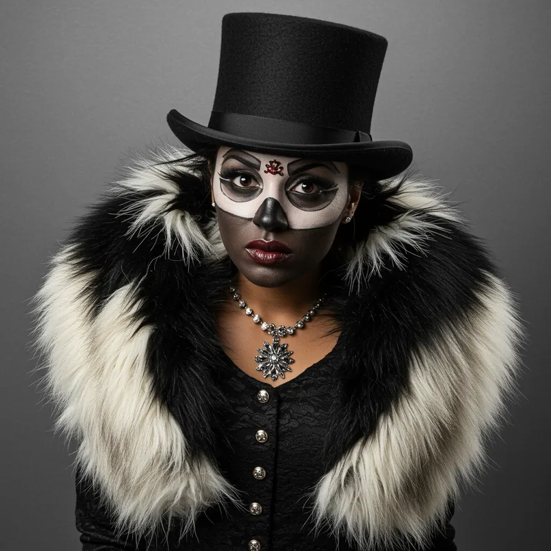 Black and White Fur with Top Hat