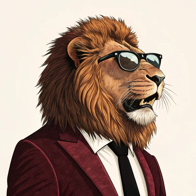 Majestic Lion Roaring in Stylish Velvet Suit Majestic Lion Roaring in Stylish Velvet Suit