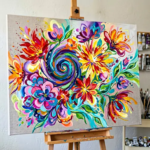 Abstract Flowers Bursting with Vibrant Colors