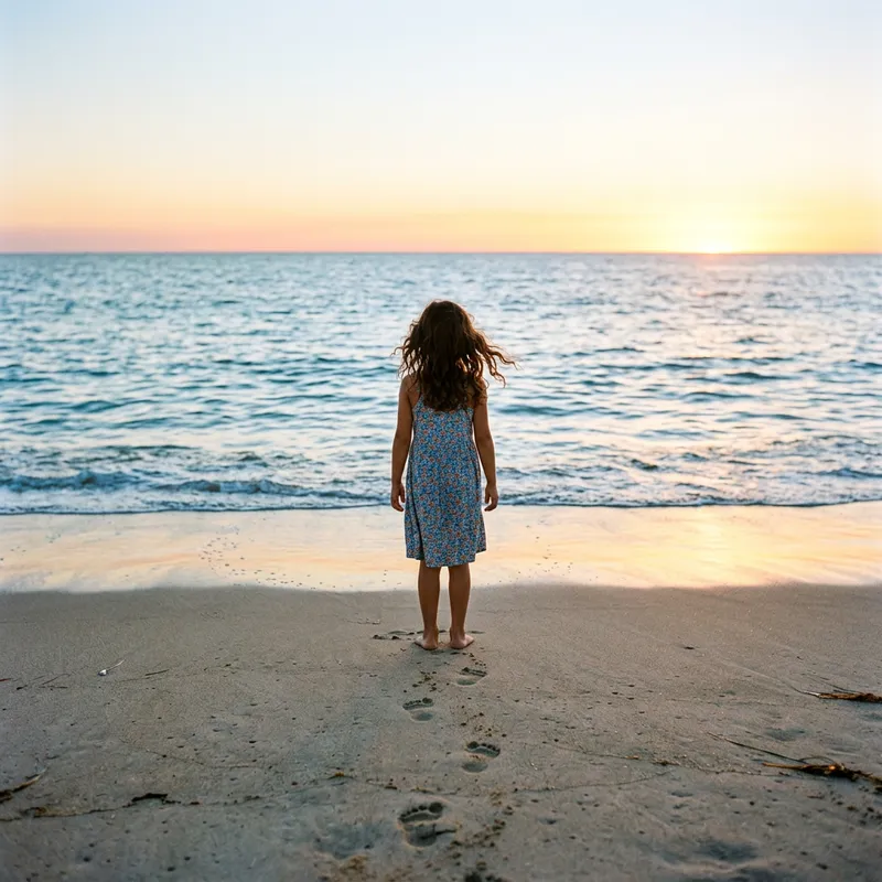 Girl Gazing Over Beach: Peaceful Scene with Hispanic Girl Girl Gazing Over Beach: Peaceful Scene with Hispanic Girl