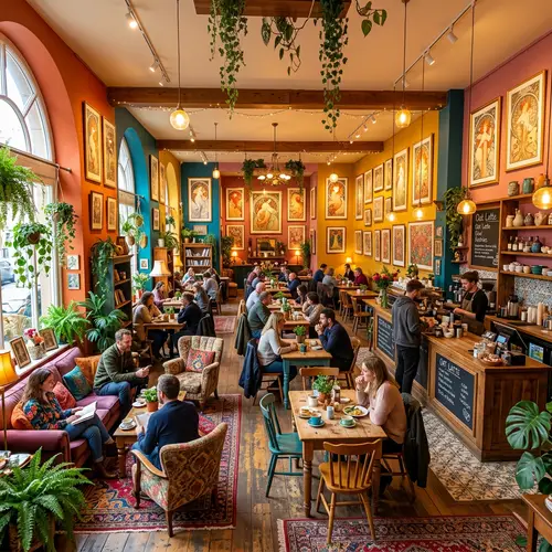 Bohemian Cafe with Integrated Art Gallery Experience