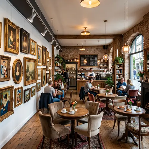 Cozy Café with Art Gallery Layout Ideas