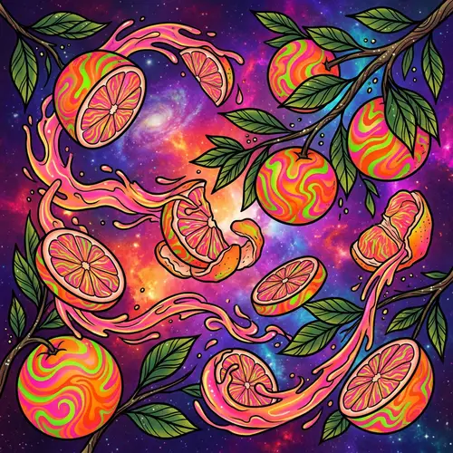 Psychedelic Grapefruit Art: Whimsical Vibes