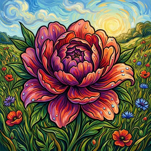 Vibrant Flower Artwork Inspired by Impressionism