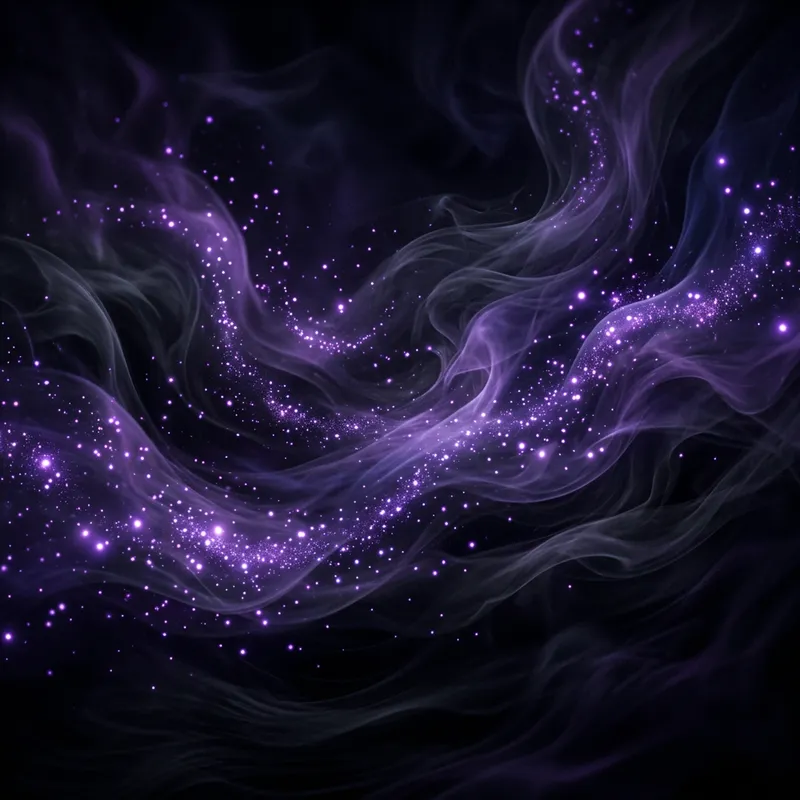 Mystical Black Background with Ethereal Purple Sparkles