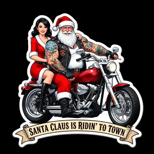 Bad-Ass Santa Claus Biker Illustration