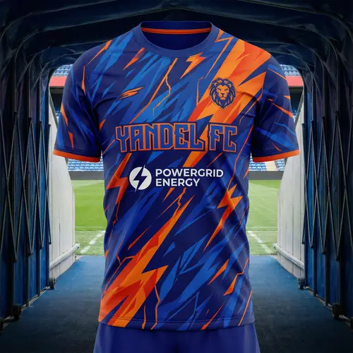 Dynamic Blue and Orange Football Jersey Design