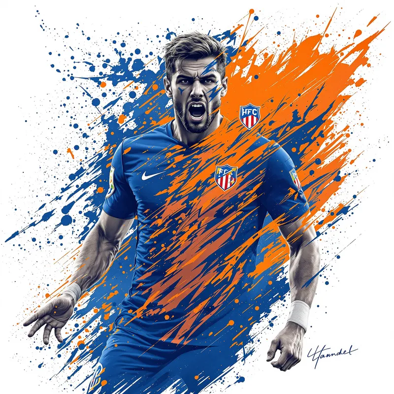 Dynamic Blue and Orange Football Jersey Design