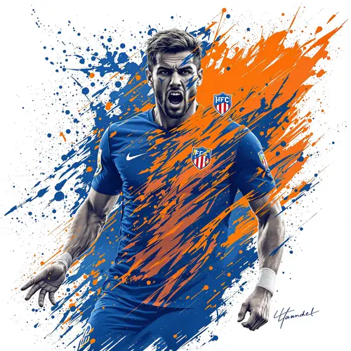 Dynamic Blue and Orange Football Jersey Design