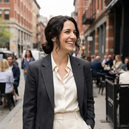 Effortlessly Elegant Fashion: Dark-Haired Woman's Chic Style