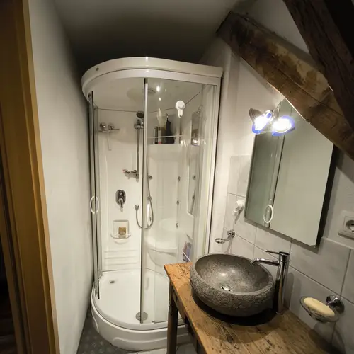 Vintage Wooden Washbasin with Stone Sink