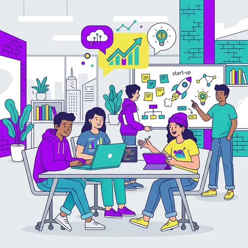 Youthful Business Illustration with Vibrant Colors