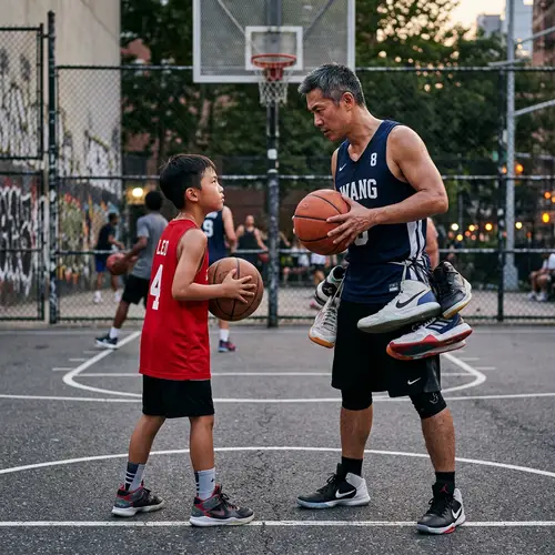 Intense East Asian Basketball Showdown: Man vs Boy