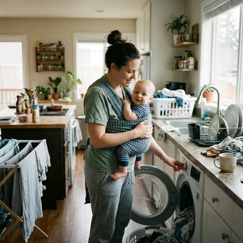 Busy Moms: Balancing Chores and Baby Care