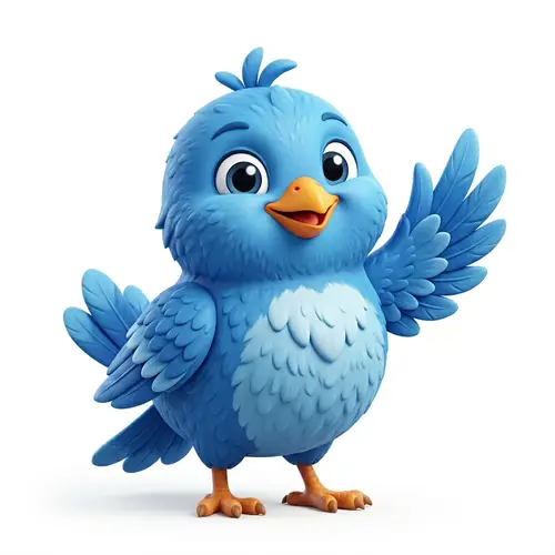 3D Blue Bird Mascot Creation - No Background