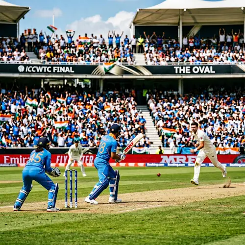 Exciting Cricket Match Scene | Lush Green Pitch, Cheering Audience