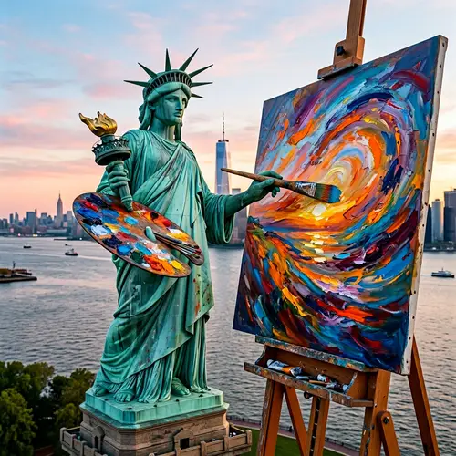 Statue of Liberty Painting - New Dawn Artwork