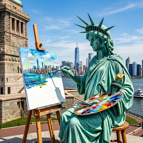 Statue of Liberty Painting with Palette and Brush