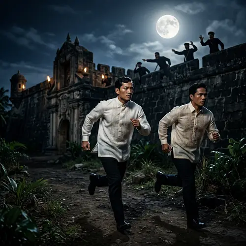 Escape of Jose Rizal and Ilias: Filipino Attire Running Scene