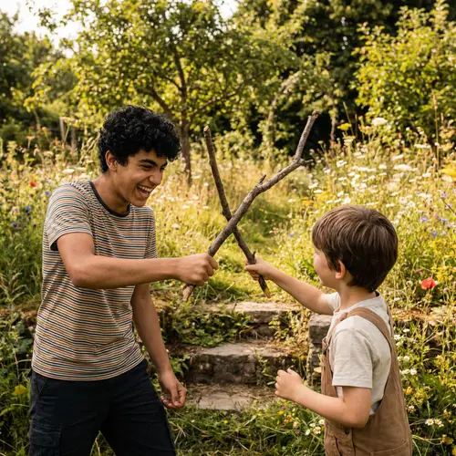 Fun Garden Play: Swords with Sticks