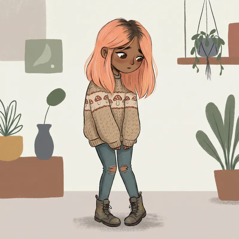 Digital Art of a Shy South Asian Girl