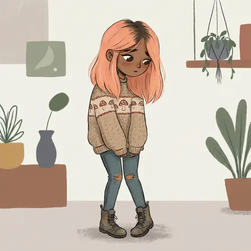 Digital Art of a Shy South Asian Girl