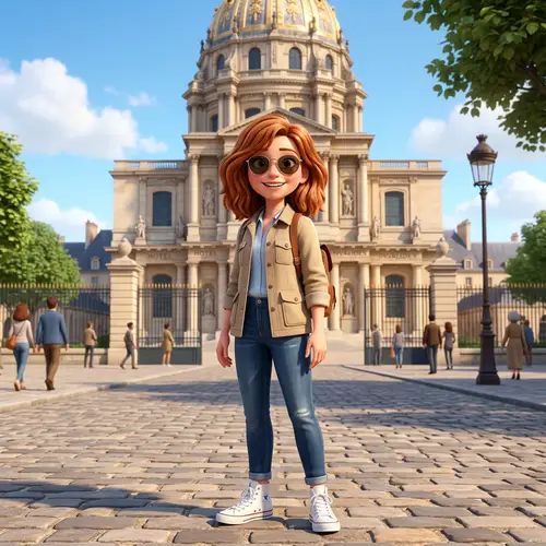Digital 3D Animation-Style Image of Smiling Girl in Paris