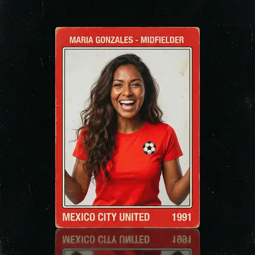 35-Year-Old Hispanic Woman Football Trading Card Portrait