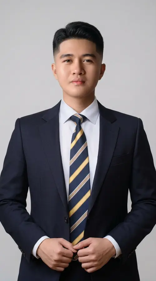 Professional Half-Body Portrait in Navy Suit