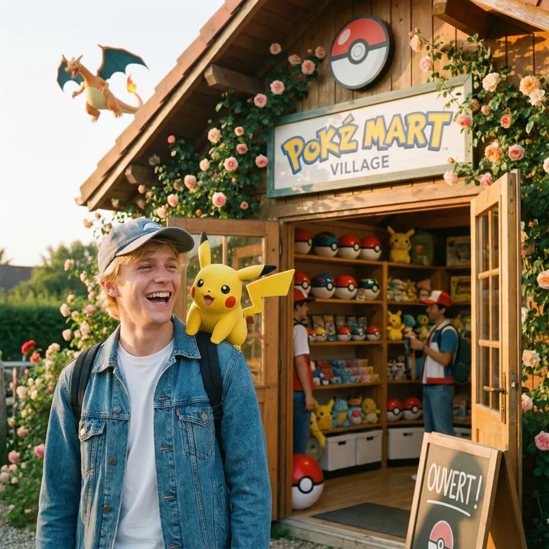 Blonde Pokémon Trainer at Pokémon Shop
