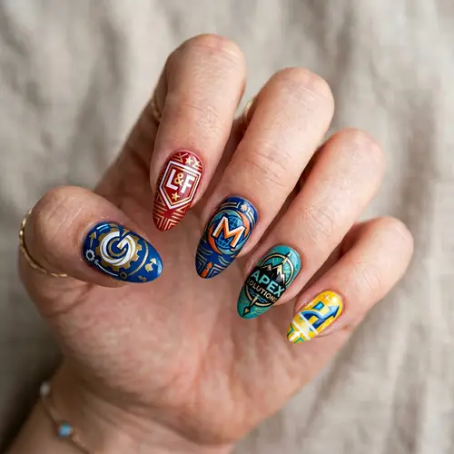 Abstract Nail Art Designs | Company Symbol Inspired Nails