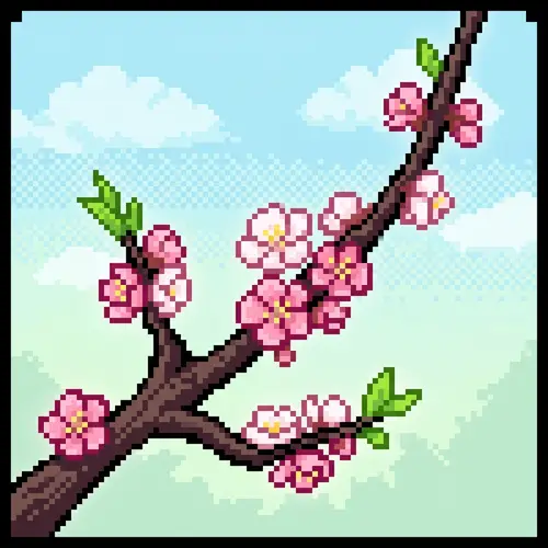 Plum Blossom Pixel Art - Unique Digital Creations