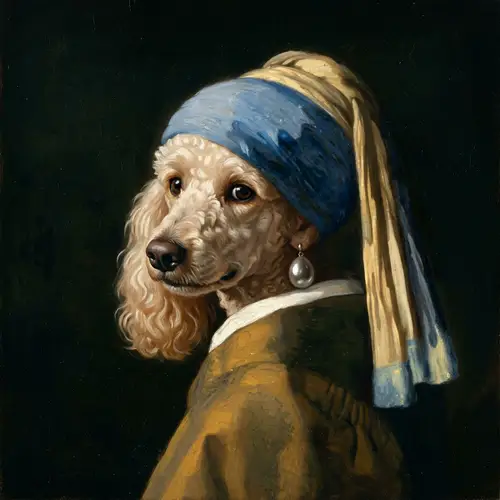 Girl with Pearl Earring and Poodle Art
