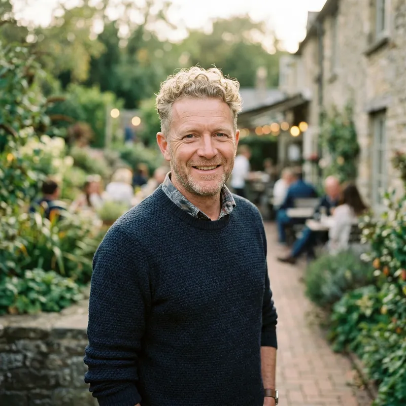 50-Year-Old Man with Short Curly Blond Hair