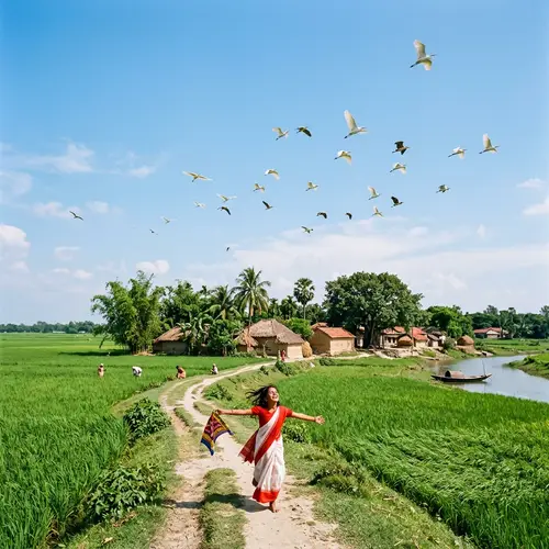 Expression of Freedom - Artistic Symbol of Liberty | Bengali Village Setting