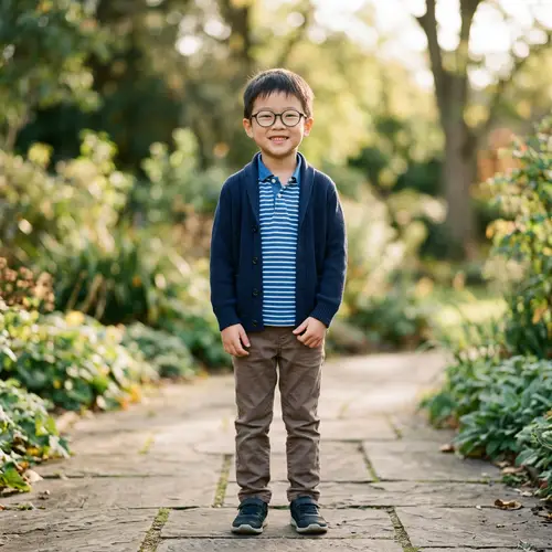Young Asian Boy with Round Glasses | Confident East Asian Child