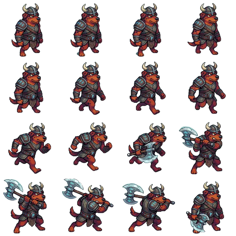 Dot Dog Ragnarok: The Pixel Art Canine Warrior