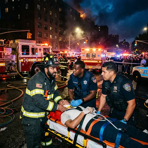 Diverse Team of First Responders in Action | City Emergency Scene