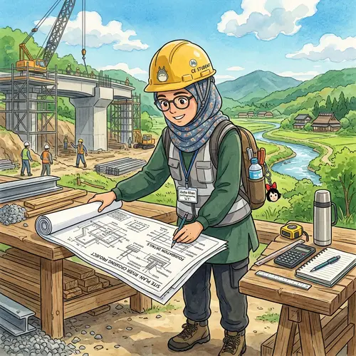 Muslim Female Engineering Student Illustration