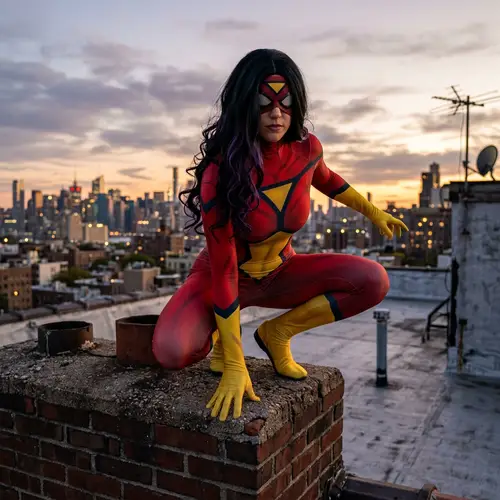 Stunning Spider Woman with Curly Hair