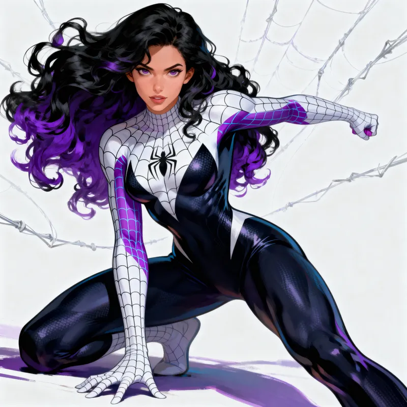 Stunning Spider Woman with Curly Hair