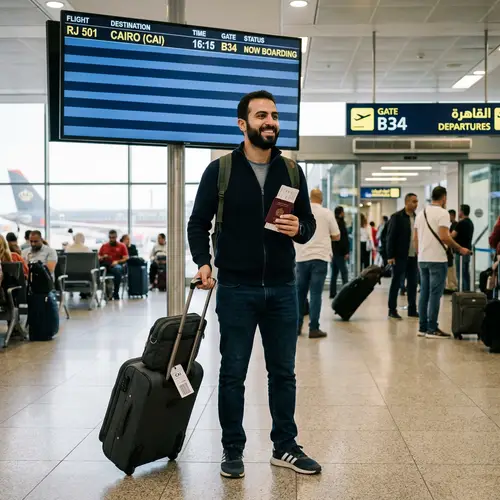 Airport Traveler Excited to Visit Egypt